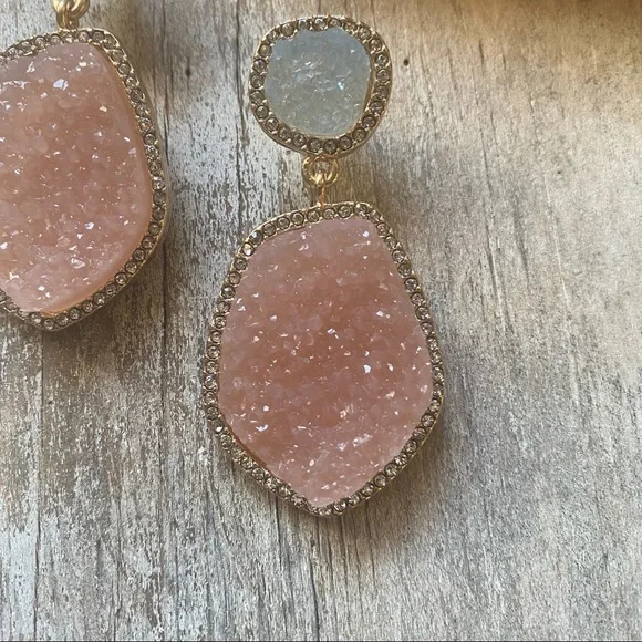 Druzy Rose and Smokey Quartz Earrings - Picture 4 of 4